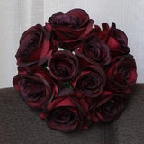 Burgundy Flower Bouquet Silk Rose Flower Dark Red Bouquet Burgundy Bridesmaids Bouquet Artificial Flower Bouquets Silk Roses ZHHSZ10-02