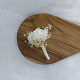 Groom's boutonniere,White buttonhole,Groom accessories,White Boutonniere for Men,Dried Flowers Boutonniere, White Boho Wedding Accessories