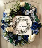 Welcome floral grapevine wreath by Taylormadecustombows Colors Of Blues 26x24x8"