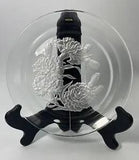 Hoya Crystal Flower Carnations 8" Plate Etched Glass