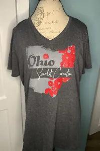 NWT Ohio Carnation State Flower VNeck Tee Size 2XL
