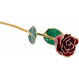 Garnet Laquered Real Rose 24K Gold Plated Trimmed January Birthstone Rose