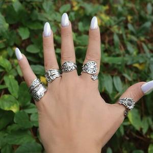 Adjustable Spoon Ring, Vintage Spoon Ring, Owl Ring, Dragonfly Ring, Sun Ring, Hummingbird Ring, Flower Ring, Design Ring, Cross Ring