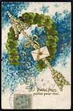 CB055 FOUR LEAVE CLOVER FORGET ME NOT LILY of the VALLEY HORSESHOE Embossed