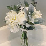 White peonies, hydrangea - Artificial Silk Flowers For Wedding Anniversary Birthday Gift | Claire De Fleurs