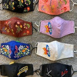 EMBROIDERED FACE MASKS Part 1! 3 Layered High Quality, Washable Face Masks with Nose wire, Filters Pocket, and Adjustable Elastics!