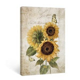 Sumgar Sunflower Wall Art, Yellow Green Bathroom Prints, Botanical Posters for Bedroom, Flowers Canvas Picture, Rustic Farmhouse Decor