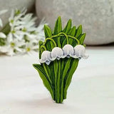 Lily Of The Valley Brooch Handmade May Birthday Gift White Flower Pin Magnet