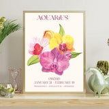 Aquarius Zodiac Flower Print | Zodiac Flower Print | Aquarius Gifts | Aquarius Print for Customizable Decor and Gifts | Orchid Flower Print