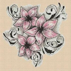 Pink Lilies Counted Cross Stitch Complete Kit  #6-504
