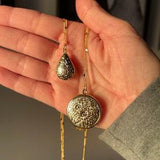18k Gold Locket necklace- locket style gold plated necklace, flower locket, Valentine??s gift