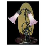 Meyda Lighting 17"H Trellis Girl Lily Pink 2 Lt Accent Lamp, Pink - 17858
