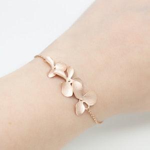 Bracelet rose gold flowers, orchids, flower bracelet, bridal jewelry, wedding jewelry, bridesmaids