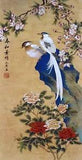 HANDPAINTED ORIENTAL ASIAN CHINESE WATERCOLOR PAINTING-Happy bird&Peony flower