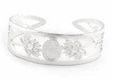 Oval Blank Flower Bracelet Monthly Flower Base Shiny Silver Plated brass 5160