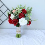 Red Wedding Bouquets, Rustic Wedding Flowers, Greenery Bouquet, Rustic Bridal Wedding Bouquet, Red Roses Peonies Bouquet DJ-185