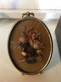 Vintage Oval Framed Dried Seeds Floral Art Picture