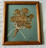 Vintage Pressed Dried Flowers in Wood Frame Daisy Daffodil Fern 11"x9"  Signed