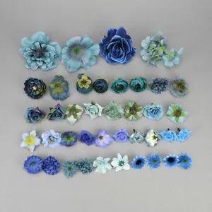 40Pcs Royal Blue Artificial Silk Flowers Head Bulk Fake Flower Wedding DIY Decor
