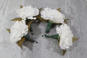 Set of 4 Pin Ivory Carnation Corsage and Boutonniere Set of 4 Artificial Mens