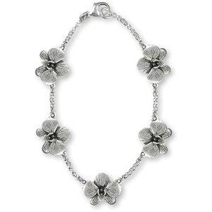 Orchid Jewelry Sterling Silver Handmade Orchid Flower Bracelet  OR5-BR