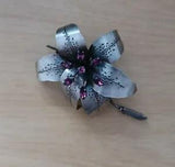 1990 rare handmade signed Malcolm Morris corsage lily brooch Swarovski crystals