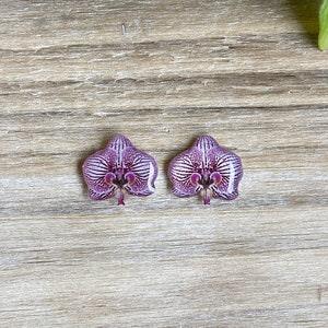 Orchid Stud Earring, Purple Orchid Jewelry, Resin Flower Post Earring, Tiny Orchid Gift, Floral Stud Earring, Purple Flower Earring