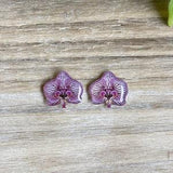 Orchid Stud Earring, Purple Orchid Jewelry, Resin Flower Post Earring, Tiny Orchid Gift, Floral Stud Earring, Purple Flower Earring