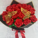 Customizable Ramo Buchon w/ Leaves, Eternal Rose Bouquet, Handmade Fake Flowers Bouquet, Ever Lasting Flowers, Shower Gift, Holiday Gifts