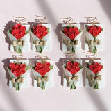 Rose Bouquet Earrings // Polymer Clay Bouquet // Polymer Clay Roses
