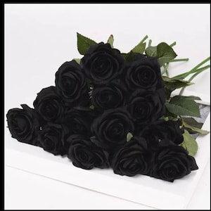 Black Real Touch Silk Roses, DIY Florals /Wedding decorations /Home decoration/ | Gifts/ DIY Bouquets/Centrepiece/Supply/Kitchen Decoration