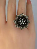 Designer Anitanja Dimensional Water Lily Bronze Rhodium Plated Ring Size 7