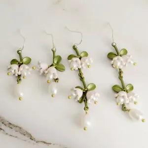 Luxury Lily Of The Valley Earring Vintage Pearl Plant Flower Earring Party Gift