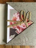 Set of 24 PEONY FLOWER NOTE CARDS & ENVELOPES in Lovely Reusable Portfolio, NWOT