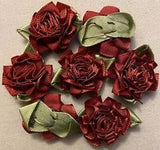 BRICK RED RIBBON CARNATION FLOWERS - Lot of 40 - Approx. 1 ?" - #90