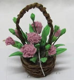 Basket of Carnations - Dollhouse Miniature