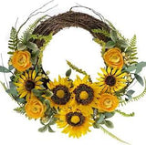 Artificial Sunflower Wreath Yellow Peony Flower Wreath 16 Inch Spring Summer Wre