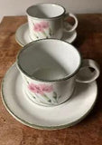 TWO Midwinter Stonehenge Invitation Cup & Saucer Sets Pink Carnation Flower