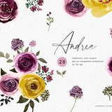 Watercolor Roses, Dusty Pink Flowers, Watercolor Flowers, Floral Clipart, Roses Bouquet, Roses Clipart, Yellow Flowers, Wedding Clipart