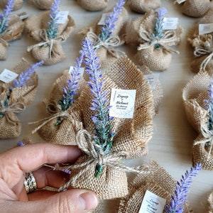 Rustic Wedding Favor Burlap | Let Our Love Grow |  Natural Lavender Seeds Favors | Gifts for Guest | Artificial Flower | Burlap Favors