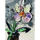 Blooming Orchid Oil Painting Bouquet Original Art Hand Painted Floral Artwork Flower Textured Modern Geometric Minimalist Brush Stroke by Fu