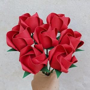 Origami red roses, 1st anniversary gift for wife, paper flowers bouquet, eco friendly wedding, Valentine's Day