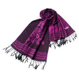 Pa-616-9 Fuchsia Base Peony Flowers Patterns Exquisitely Soft Woven Pashmina/...