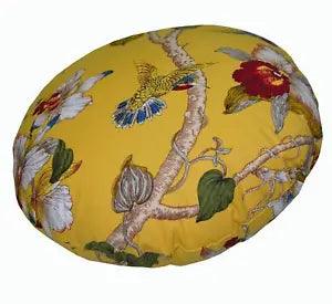 ai04n Lily Red Blue Green Pink Off White on Yellow Cotton Round Cushion Cover