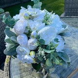 peony and white rose bouquets
