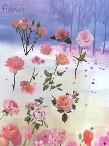 Pink Flowers Roses Carnations Transparent 2 Sticker Sheets Scrapbook Journal