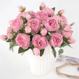 5 Big Heads Bouquet Peonies Artificial Flowers Silk Peonies Bouquet 4 Bud...