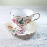 Peach floral Paragon double warrant teacup and saucer, 1930's flower bouquet Teacup, China Paragon tea set