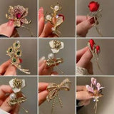 Fashion Rhinestone Green Lily Flower Brooches Pin Corsage Women Jewellery Gift