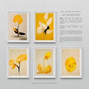 Orchid wall art yellow prints Abstract Mid Century Modern Prints for minimalistic style botanical wall art flowers print aesthetic home art